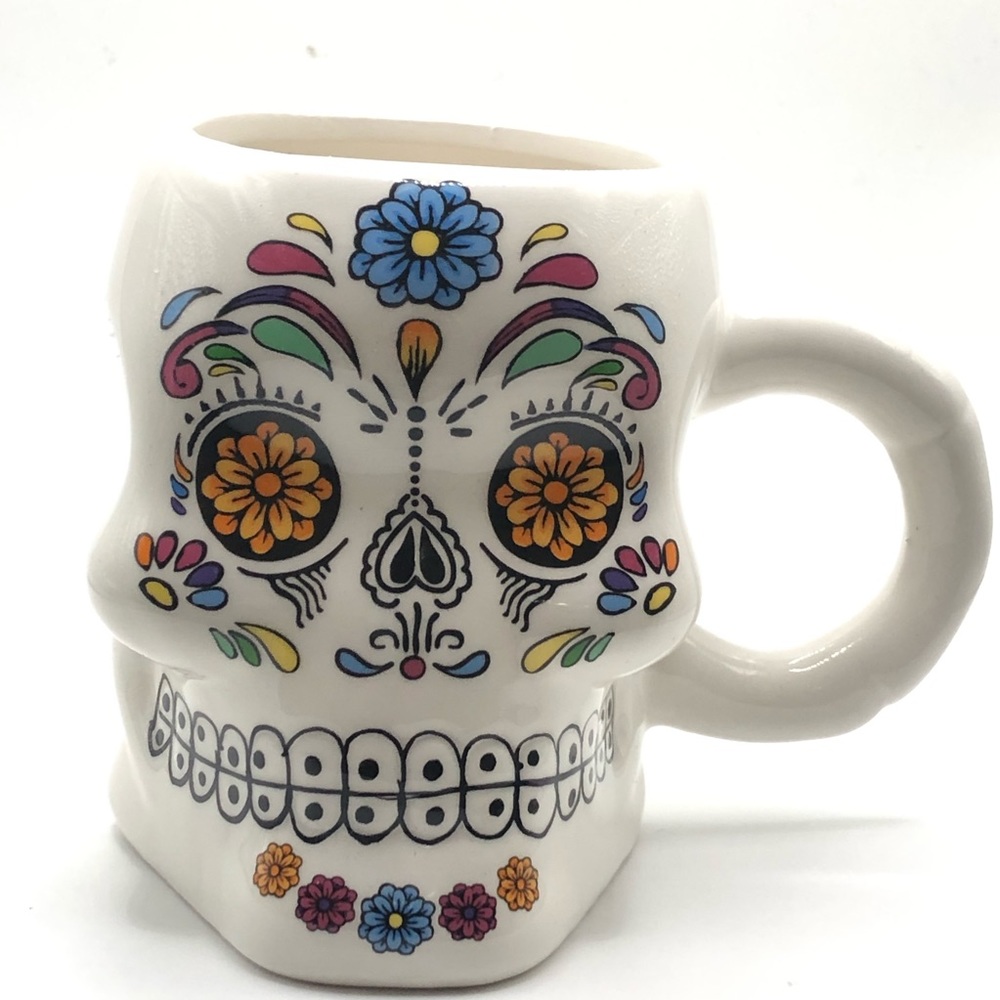 3D White Sugar Skull Ceramic Mug By Brand Castle